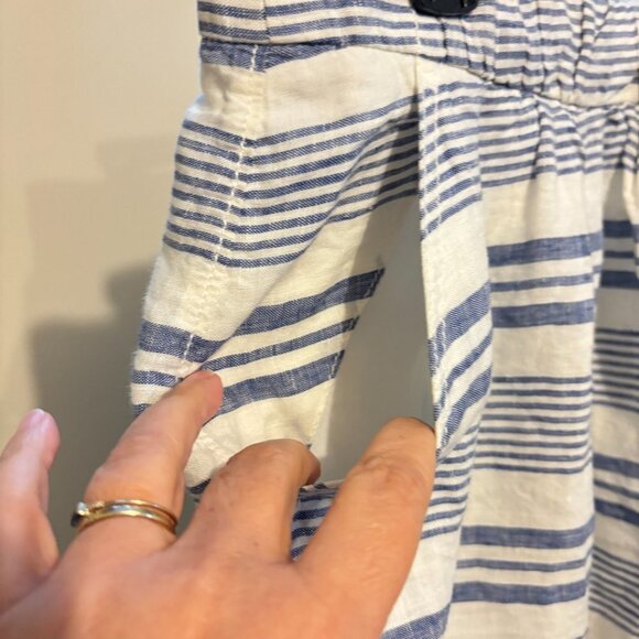 J. Crew Linen Blue White Stripe Drawstring Mini Skirt - Picture 6 of 10